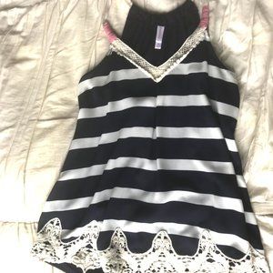 Xhilaration Navy & White Striped Tank - EUC